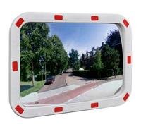 Convex Traffic Mirror 40 x 60 cm White Red PC Plastic Rectangular Frame bracket