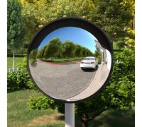 Convex Traffic Mirror Black 45cm Polycarbonate & Steel Frame Outdoor Safety Pro