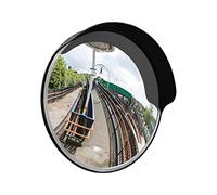 Convex Traffic Mirror, Black Plastic Wall & Pole Mounted Weatherproof Blind Spot Acrylic Mirror with Hood for Driveways, Warehouses, Garages and Offices (45cm)