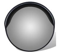 Convex Traffic Mirror PC Plastic Black 30 cm with Sun Protection Mounting Device for Posts 5 cm Outdoor Use Safety at Intersections and Narrow Roads