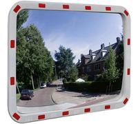 Convex Traffic Mirror Rectangle 40x60cm, Unbreakable Blind Spot Mirror, Reflective White/Red Frame, Security Convex Road Mirror for Driveway, Parking Lots