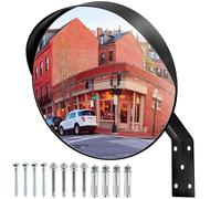 Convex Traffic Mirror with Adjustable Wall Mount Bracket, 30cm Acrylic Road Safety Corner Mirror, Wide Angle Driveway Parking Assistant for Garage Driveways, Warehouse, Traffics, Degree Panorama