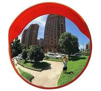 Convex Traffic Safety Mirror Wide Angle Red Plastic 100cm for Parking Lots and Garages Blind Spot Visibility Durable Reflective Lens Indoor Outdoor Use