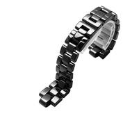 Convex Watchband Ceramic Black White Watch Compatible With J12 Bracelet Bands 16mm 19mm Strap Special Solid Links Folding Buckle(Black,19mm)