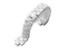 Convex Watchband Ceramic Black White Watch Compatible With J12 Bracelet Bands 16mm 19mm Strap Special Solid Links Folding Buckle(White,19mm)