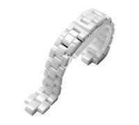 Convex Watchband Ceramic Black White Watch for J12 Bracelet Bands 16mm 19mm Strap Special Solid Links Folding Buckle(White,19mm)