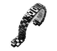 Convex Watchband Ceramic Black White Watch for J12 Bracelet Bands 16mm 19mm Strap Special Solid Links Folding Buckle(Black,19mm)