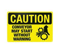 Conveyor May Start Without Metal Warning Sign with Easy Install for Indoor Outdoor Security, Business Office Home Garden Street Decor 30 x 20 cm
