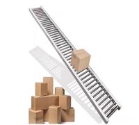 Conveyor Roller Slides - Foldable Unpowered Conveyor Belt Table, Portable Stainless Steel Rail Ramp for Warehouse Freight, 50cm Wide, 7m Long