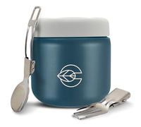 Convivio Stainless Steel Insulated Food Jar - Stylish double wall vacuum insulated Flask with foldable spoon and fork - 360ml leak proof container - keeps meal prep hot or cold while travelling