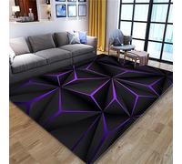 CONVOW 3D Area Rugs Modern Abstract Geometric Rugs Living Room Non-Slip Area Rugs Room Dining Kitchen Modern Black Soft Large Rugs for Easy Care Bedroom Home Decor Carp (Purple 4,140 * 200cm)