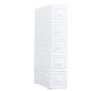 Conworld Super Light Weight Slim Plastic Bathroom Storage, Self-Assembling Organizer 5 Tier Cart with 4 Wheels (Product Comes with Installation Instructions and Video)