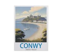 Conwy North Wales Vintage Travel Posters，Paint by Numbers for Kids & Adults & Beginner, DIY Canvas Painting Gift Kits(40x50cm) 15.7x19.6 inches-DB83