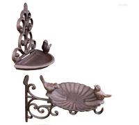 Conwy & Venus Cast Iron Wall-Mounted Bird Feeders & Bath (Set of 2) - Dual-Use Garden Decor