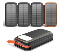 CONXWAN Solar Charger Power Bank: 27000mAh Portable Outdoor Solar Battery Charger with 3 USB Outputs USB C External Backup Battery Pack with 4 Foldable Panels Compatible with Smart Phone Tablet