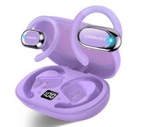 Conyat Open Ear Headphones, Bluetooth 5.4 Wireless Earbuds with Immersive Stereo, Air Conduction Earphones with HD Mic, ENC Clear Calls/LED Display/IPX7 Waterproof Open Ear Earbuds, Light Purple
