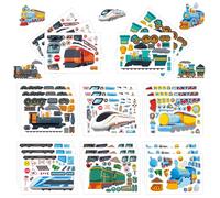 Conzon 24PCS Make Your Own Cartoon Train Stickers, Mix and Match Sticker Party Games, High-Speed Train Make a Face Stickers DIY Crafts for Party Supplies School Activity Reward Birthday Gifts