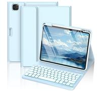 COO for iPad Air 11-inch Case with Keyboard (M3/M2, 2025/2024) & iPad Air 5/4th Gen (2020/2022), 7-Color Backlight, Folio Cover with Pencil Holder for iPad Pro 11 (4th/3rd/2nd/1st Gen) - Light Blue