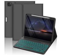 COO for iPad Air 11-inch Case with Keyboard (M3/M2, 2025/2024) & iPad Air 5/4th Gen (2020/2022), 7-Color Backlight, Folio Cover with Pencil Holder for iPad Pro 11 (4th/3rd/2nd/1st Gen) - Black