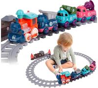 COO11 17Pcs Electric Train Sets for Kids with Rail Tracks, Battery-Operated Toy with Light and Music and Educational Features, Hands-On Ability, for Toddlers and Kids Ages 3+ Years