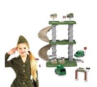 Coo11 32 Pcs Kids Car Parking Lot Play Set, Mini Car Parking Set, Military Trucks Parking Lot, Parking Lot Garage, Suitable Gift for 3+ Years Kids
