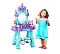 Coo11 65CM Makeup Vanity Set for Girls with Light and Music Dressing Table with Mirror, Princess Castle-Style, Pretend Beauty Accessories, Frozen-Inspired Makeup Toy Gift for Girls Ages 3+