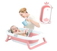 COO11 87cm Collapsible Baby Bath Tub, Foldable and Lightweight Anti-Slip Design, Ideal for Travel and Home Use, Portable Bathing Essentials for Toddlers and Newborn 0-36 Months (Pink Royal)