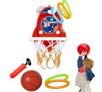 COO11 Kids 2-in-1 Astronaut Basketball Hoop and Ring Toss Game, Space Theme Wall-Mount Indoor/Outdoor Set with Digital Scoreboard, Auto Counter, Ball and Pump Sports Toy for Ages 3+ Years