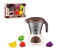 Coo11 Kids Blender Mixer Machine Toy, Realistic Juicer Kitchen Pretend Play Set with Transparent Jar & Lid, Play Fruit, On/Off Button Light Sound, Fun Learning Home Appliances for Toddlers Ages 3+