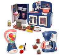COO11 Kids Kitchen Appliance Toy Set with Blender, Coffee Maker, Refrigerator & Cooking Accessories - Realistic Pretend Play Kitchen Set with Light & Sound for Boys and Girls Ages 3+ Years