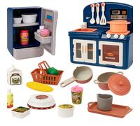 Coo11 Kids Kitchen Oven Refrigerator Toys, Realistic water running pump futher plate friut and grocery Acessories, Improves Hand-eye Coordination, Simulation kitchen set Suitable for 3+