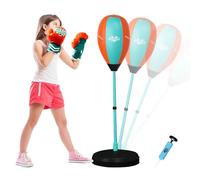 COO11 Punching Bag with Stand for Kids, Adjustable Height 100 to 150cm, Including Boxing Gloves, Pump and Free Standing Punching Bag, Inflatable boxing Sports Toy for Ages 3+