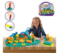 Coo11 Space Sand Case Play Set 1000G, Advanced Building Sand Molds and Tools Kit, Castle Bricks and Walls Molds, and Tools Fun Kit Compact Beach Toys