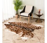 Cooalinar Brown Animal Print Area Rug, 110cm*90cm, 190cm*150cm, Faux Cowhide, Non-Slip, Easy to Clean
