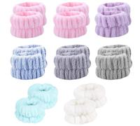 CooAooRoo 8 Pairs Face Wash Wristbands, Spa & Yoga Running, Light Pink, Blue, White, Dark Gray, Light Green, Purple, One Size, Female, Unisex