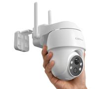 COOAU 2K Outdoor Surveillance Camera, Battery, 355°/90° Swivel, Wireless WLAN IP Camera Outdoor with Night Vision in Colour, People/Motion Detection, IP66 Waterproof, Cloud Storage
