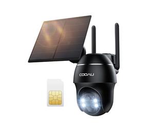 COOAU 4G LTE Cellular Security Camera Outdoor Wireless with SIM Card, 2K 360° PTZ Battery Camera,Solar No WiFi Wireless Outdoor Camera,Motion Detection,No WIFI Security Camera