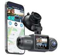 COOAU D30S 4K Dash Cam with GPS Wi-Fi, Front and Rear/Inside Dual 2.5K 1080P, Dashcam with Infrared Night Vision, STARVIS Sensor, 4 IR LEDs, G-Sensor, Parking Mode, Loop Recording, Ideal for Rideshare