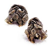 CooB 1Pcs/Lot EDC Paracord Bead Beads Pendant Charm, Knife Lanyard Bead Wild Boar. Hand-Casted Metal Paracord Beads Pendants for Paracord Bracelet, Lanyard, Charm Zipper Pull (WILD BOAR Bronze)