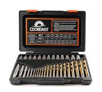 Coobeast 35 Pcs Screw Extractor and Left Hand Drill Bits Set, Easy Out Screw Extractor Kit with HSS Steel Reverse Drill Bit for Broken Nuts, Stripped Bolts Remove