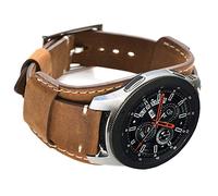 CooBES Compatible with Samsung Galaxy Watch 46mm/Gear S3 Frontier/Galaxy Watch 3 45mm/Classic Straps, 22mm Genuine Leather Cuff Band Replacement Bracelet with Steel Buckle for Men Women(22mm, Brown)