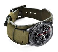 CooBES Compatible with Samsung Galaxy Watch 6 Classic/Watch 4 Classic Bands, 20mm Genuine Leather Cuff Strap (Green).