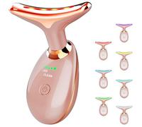 CooBES Electric Massager, Red Light Therapy for Face & Neck, Skin Rejuvenation Beauty Device, Deplux Neck Tightening, Wrinkle Removal Firming (7-Color LED Mode-Rose Gold)