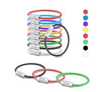 CooBigo Small Keychain Key Ring Holder 16 Pack of 4 Inch Travel Luggage Tag Loops Wire Cable Key Chain for Hanging Car Keys Dog Tag Rings Keeper (THICK: 2mm, 8 Colors)