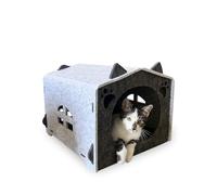 Coobing Foldable Cat House for Indoor Cats up to 20lb,Scratch-Resistant Cat Cave Bed,Easy Set up Cat Hideaway Enclosed Bed (Dark Grey, 16.93"*16.54"*13.39")