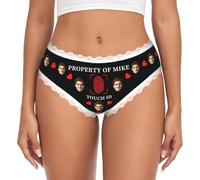coobopet Personalised Knickers for Women with Photo Text, Custom Photo Women Underwear, Personalised Low Rise Stretchy Briefs, Funny Gift for Women Her Girlfriend Wife Birthday, S-XXL