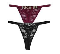 coobopet Personalised Thong with Name - Custom Rhinestone Letter Lace Underwear Panties with Hand-Sewn Shiny Letter, Sexy Knickers G-String Thongs for Women Girlfriend, Birthday Valentine's Day Gift