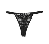 coobopet Personalised Thong with Name - Custom Rhinestone Letter Lace Underwear Panties with Hand-Sewn Shiny Letter, Sexy Knickers G-String Thongs for Women Girlfriend, Birthday Valentine's Day Gift