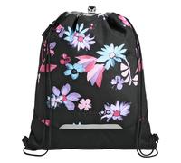 coocazoo Gym Bag with Zip Pocket and Drawstring, Reflective Elements, Buckle for Attaching to School Backpack 10 Litres, 3rd Grade, Floral Artnight - Black-Blue, Floral Artnight
