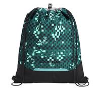 Coocazoo Gym Bag with Zip Pocket and Drawstring, Reflective Elements, Buckle for Attaching to School Backpack 10 Litres, 3rd Grade, Pixel Blox - Black